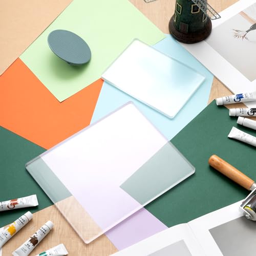 Threlaco 4 Pack Monoprinting Print Plates – 8” x 10” + 5” x 7” Gel Printing Plate - Reusable Printing Printmaking Supplies for Card Making, Scrapbooking, Crafts