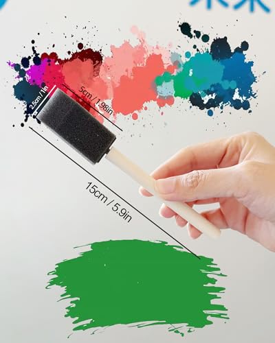 WAFJAMF 10 Pack Poly Foam Paint Brushes 1 Inch Sponge Painting Brushes Wood Handle Paint Sponges Set for Painting Cleaning - size: 10 Pcs