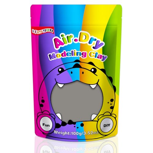 ifergoo Gray Air Dry Clay, DIY Creative Modeling Clay for Kids, Super Light Magic Foam Clay for Kids Age 3-12, Soft, No-Sticky & Non-Toxic, Molding Clay for School Art & Craft Project(Gray 100g/3.5oz) - color: Gray/100g