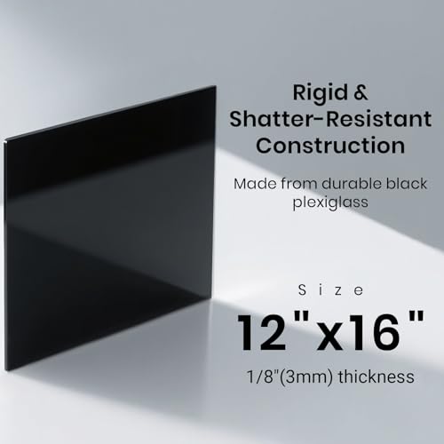 CALPALMY (4-Pack) Black Acrylic Sheet 12" x 16" x 1/8" (3mm), Opaque Plexiglass Panels for Laser Cutting, Engraving, CNC Routing, DIY Crafts & Signage, Protective Film on Both Sides - color: Black (Laser Cut), size: 12"x16", 1/8" Thick