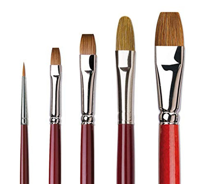 da Vinci Oil & Acrylic Series 5242 Natural Hair Paint Brush Set with Wood Mixing Palette, Multiple Sizes, 5 Brushes (Series 1610, 1810, 1887, 1865) - style: Natural Hair Oil Wood Box Set