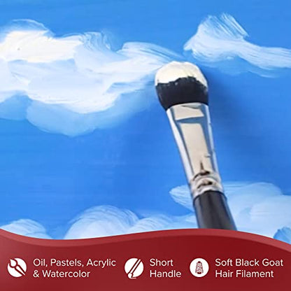 Silver Brush 5619S-034 Silver Mop Short Handle Blender Brush, Black, Oval, 3/4-Inch - size: Size - 3/4