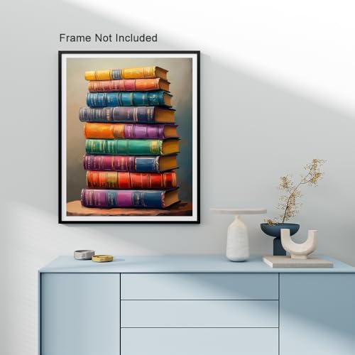 Natuyalo Paint by Numbers for Adults, Stacked Books Paint by Numbers Kit on Canvas for Beginners, Number Painting Set Art Craft Supplies, 3 Paintbrushes and Acrylic Paint 16x20 inch - color: Color-06