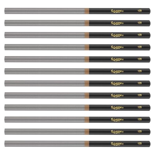 Cezanne Graphite Drawing Pencils Set - 12B, Set of 12 Break-Resistant Graphite Lead, Easy-to-Sharpen Sketch Pencils, Master Artist Quality Graphite Pencils for Technical and Artistic Drawing - color: 12B, size: 12 Count (Pack of 1)