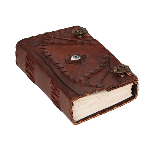TUZECH 10 x 7 600 Pages Hocus Pocus Leather Journal – Handmade Vintage Spell Book Grimoire Notebook Book Of Shadows Witchcraft Notebook Writing Grimoire Sketchbook Leather Bound (Brown Hocus Pocus) - color: Brown Hocus Pocus