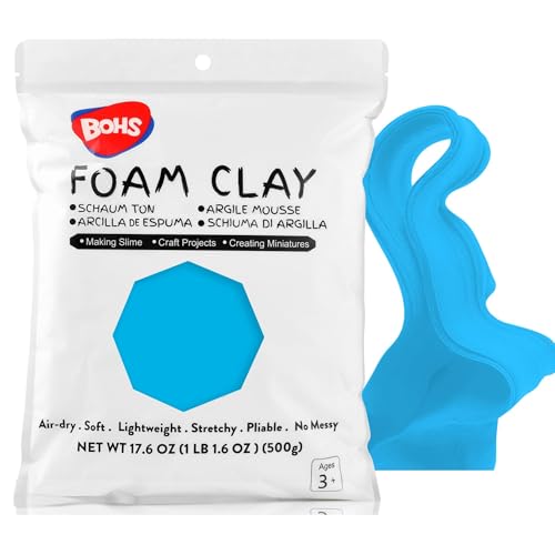 BOHS Sky Blue Modeling Foam Clay - 1.1 Lbs, Squishy,Soft, Air Dry -for Flower Mirror,Cosplay,Fake Bake, Slime Supplies-500g - color: Sky-blue, size: 500 g