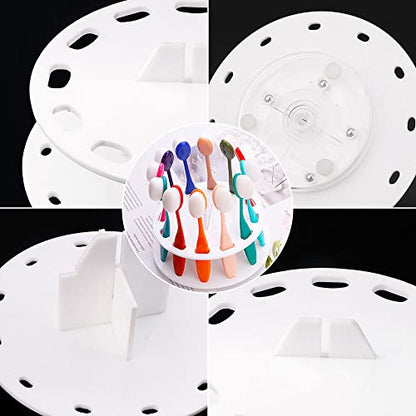Yoseng 12-Hole Rotating Brush Holder for Ink Blending Brushes, White | Smooth 360° Rotation Keeps All Blending Brushes Within Reach,Easy Snap-together Assembly,Fits Yoseng Oval Ink Blenders