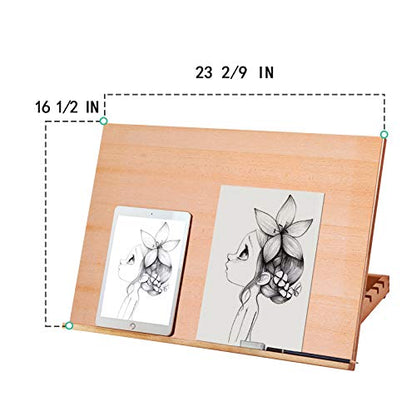 Falling in Art Large 5-Position Wood Drafting Table Easel Drawing and Sketching Board, 23 2/9 Inches by 16 1/2 Inches - style: 23 2/9 L * 16 1/2 W