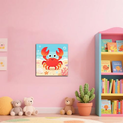 WEMEON Crab Paint by Numbers Kit for Kids with Frame and Easel, Easy Paint by Numbers Kits for Kids Ages 4-6, Small Painting by Number for Birthday Gift, Painting Party(10X10inch) - color: DMBK-0004-US(10X10inch)