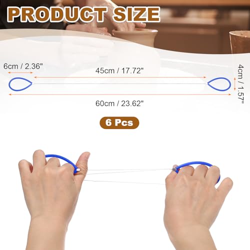 HARFINGTON Pottery Wire Tool 6Pcs 17.72" Standard Clay Wire Cutter Cutting Pottery Tools with Rubber Handle for Clay Cutting Sculpting Cheese Dough Tools, Blue - color: Blue
