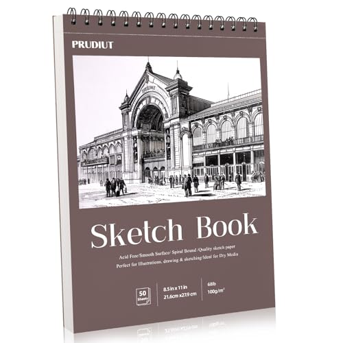 Sketch Book 8.5×11 inch, Spiral Bound Sketch Pad 50 Sheets (68lb/100gsm), Acid-Free Sketchbook for Drawing Painting Sketching, Art Paper Drawing Supplies for Teens Adults Artists Graduation Gifts - color: Reddish brown, size: 8.5 x 11inch(1 Pack)