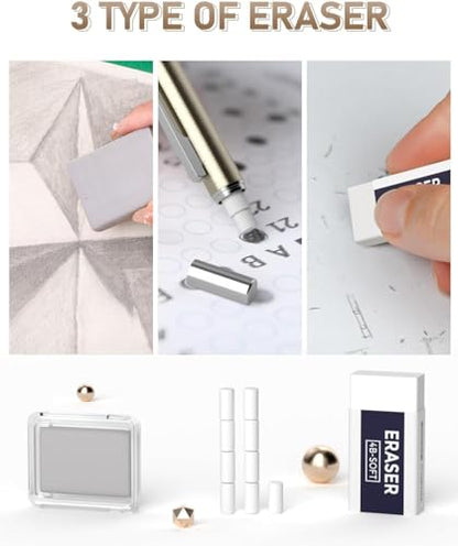 Nicpro 35PCS Gold Art Mechanical Pencils Set, 3 PCS Metal Drafting Pencil 0.5 mm & 0.7 mm & 0.9 mm & 3 PCS 2mm Lead Holder (6B 4B 2B HB 2H 4H Colors) For Sketching Drawing With 20 Tube Lead Refills - color: Gold, style: 0.5 0.7 0.9 2.0