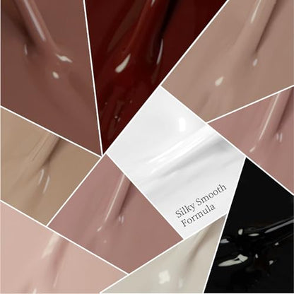 JODSONE 10 Colors Mocha Nail Art Gel Liner Set,5ml Nude Brown Gel Polish with Built-in Thin Brush,Fine Line Nail Art Pen Effect for Nails Design DIY Salon,Fall Brown Tones - color: LMK01-LMK10