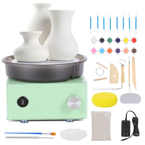 Olenyer Pottery Wheel for Kids: 6" Turntable 2-Way Rotation Mini Pottery Wheel, Removable Tray, Metal Frame, Christmas Gifts Pottery Kit for Beginners Teens Adults