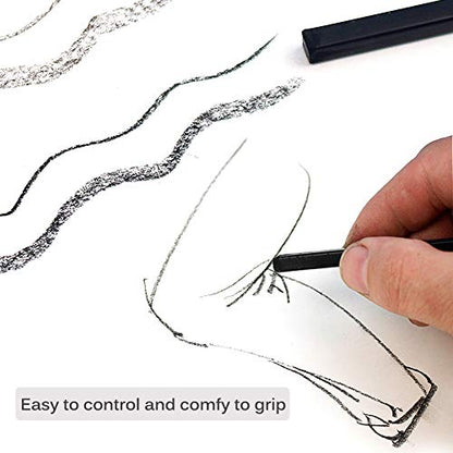 6 Pcs Square Compressed Drawing Charcoal Sticks Artist Charcoal Pastel Pencils for Sketching Drawing Artist Black Charcoal Sticks Assorted Soft Medium Hard for Art Student Supplies