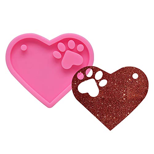 Craftdady 5pcs Key Chain Pendant Silicone Molds Flat Round Turtle Heart Mermaid Fishtail Resin Casting Molds with Key Rings Jump Rings for Keychain Jewelry Craft Making - color: Pink,Keychain,5pcs
