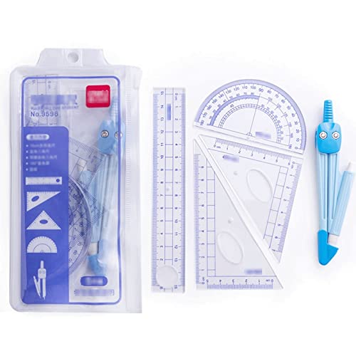 LUNIZ Drawing Compass Student Compass Compass Drawing Too Set Math Geometry Set Drawing Drawing Triangle Ruler Suitable for School Home and Office Drafting Tools