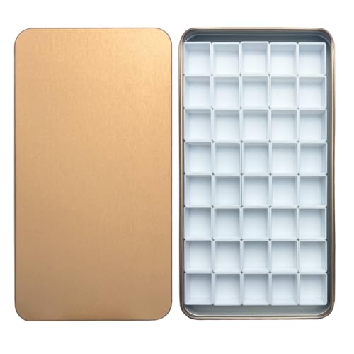 FCLUB Watercolor Tin Palette with 40 Half Pans and Magnetic Squares | Portable DIY Metal Palette, White Plastic 2ml Half Pans, 3M Magnetic Squares, Custom Paints Palettes, Color Organization - color: Champagne, size: Pack of 40 Half Pans