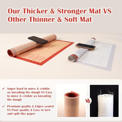 Non-slip Silicone Pastry Mat Extra Large with Measurements 36''By 24'' for Baking Mat, Counter/Dough Rolling/Oven Liner/Fondant/Pie Crust（Red） (Pack of 2) - size: 36"L x 24"W (Pack of 2)