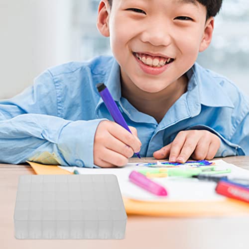 STOBOK Marker Storage Tray 3Pcs Plastic 40 Slot Marker Pen Holder Organizer Brush Pencil Rack Table Stand for Home Dorm White