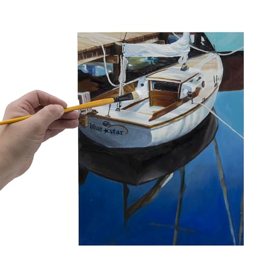 Creative Mark Mimik Hog Professional Synthetic Hog Bristle Paint Brush- Versatile Alternative to Natural Hog Hair Paint Brushes for Oil Painting, Acrylics, Inks & More- Extra Long Filbert # 3-3 Pack - size: Filbert Xtra Long #3
