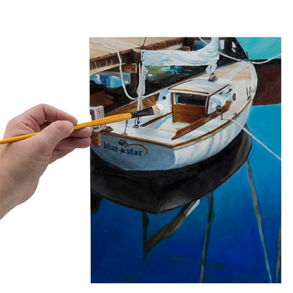 Creative Mark Mimik Hog Professional Synthetic Hog Bristle Paint Brush- Versatile Alternative to Natural Hog Hair Paint Brushes for Oil Painting, Acrylics, Inks & More- Double Thick Filbert #3 - size: Filbert Dbl Thick #3