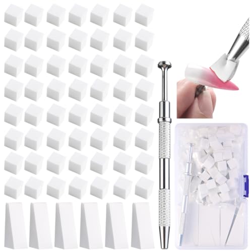 Fcozpjk 100Pcs Soft Nail Sponges for Ombre, Gradient Effect White Nail Art Sponges With Grabbing Pen 6Pcs Wedge Sponges Aura Nails Ombre Nail Brush Professional Accessories Manicure Salon Supplies - color: White2