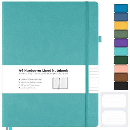 Blank Notebook, Hardcover Sketch Book, 8.5" x 11" Large Blank Journal, No Bleed Thick Paper Sketchbook for Drawing Art, Unlined Notebook Journal for Women Men, A4 Leather Sketchbook, Lay Flat, Teal - color: Teal