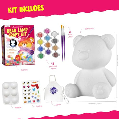 LAOESE Paint Your Own Bear Lamp Kit, Art Supplies Bear Painting Kit for Kids 6-12, Arts and Crafts for Kids Ages 8-12, Bear Toy Girls Boys Birthday Gifts for Kids Ages 3 4 5 6 7 8 9 10 11 12+ - style: Bear