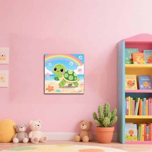 WEMEON Sea Turtles Paint by Numbers Kit for Kids with Frame and Easel, Easy Paint by Numbers Kits for Kids Ages 4-6, Small Painting by Number for Birthday Gift, Painting Party(10X10inch) - color: DMBK-0006-US(10X10inch)