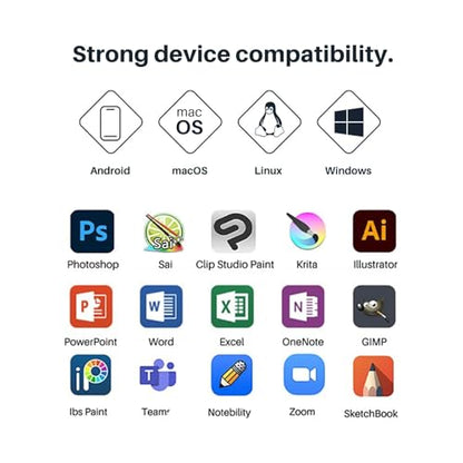 HUION HS611 Drawing Tablet 8192 Pressure Graphics Tablet with 10 HotKeys | Digital Art Tablet with Tilt Support Battery-Free Stylus, 8 Multimedia Keys, Touch Ring, 10x6inch Android Support Drawing Pad - size: Large
