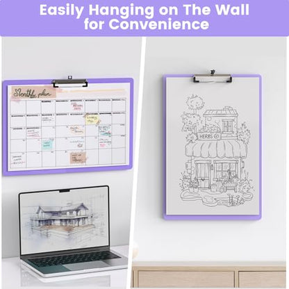 Extra Large 11x17 Clipboards, Landscape and Vertical Layout 2 Pack | Purple Plastic Drawing Boards with Low Profile Clip. Suitable for Watercolor, Sketching, Painting. Art & Drafting Supply - color: Purple