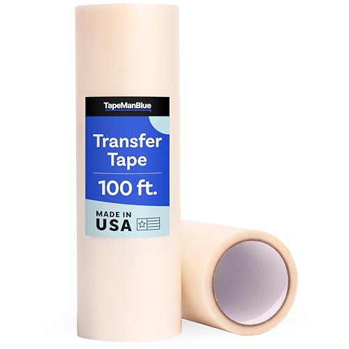 TapeManBlue Clear Transfer Tape for Vinyl - 12" x 100' Roll, Made in USA, Premium Vinyl Transfer Tape with Medium to High Tack Adhesive for Crafts, Decals & Letters