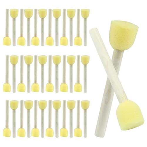 40 Pcs Round Sponge Brush Paint Set 20mm Foam Sponge Wood Handle Paint Brush Set for Painting Crafts, DIY Painting Tools(0.8 Inch) - style: 40 * 0.8Inch