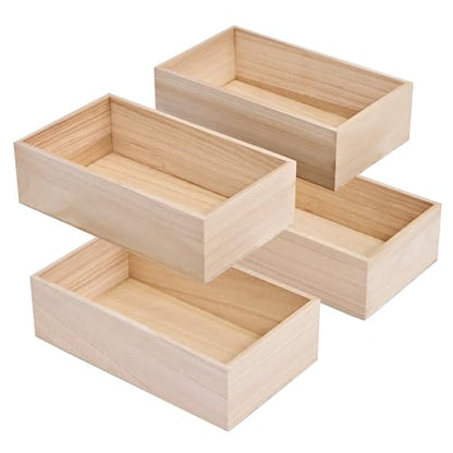 Sorbus Unfinished Wood Crates - Organizer Bins, Wooden Box for Pantry, Closet, Arts & Crafts, Cabinet Organizers, Containers (4 Pack) - style: 4 Pack