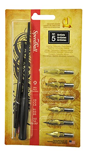 Speedball No. 5 Artists Pen Set - 2 Penholders w/ 6 Nibs, 3 Pen Tips - style: Drawing Pen Sets