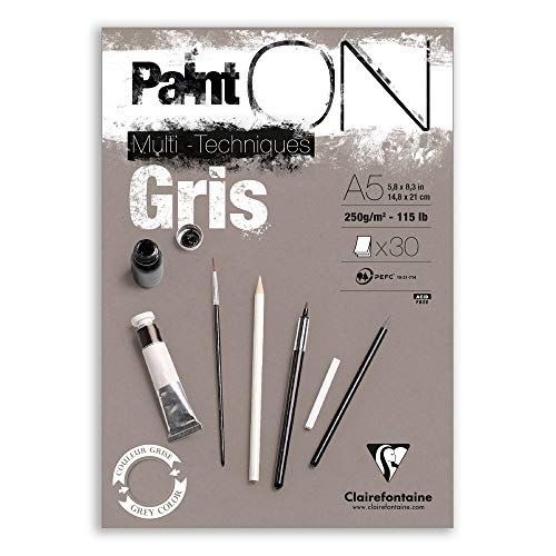 Clairefontaine Paint'ON Grey Paper Pad, 250 g, A5, 30 Sheets - color: Grey, size: A5