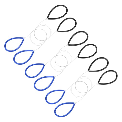 HARFINGTON Pottery Wire Tool 6Pcs 17.72" Standard Clay Wire Cutter Cutting Pottery Tools with Rubber Handle for Clay Cutting Sculpting Cheese Dough Tools, Blue/Black - color: Blue/Black