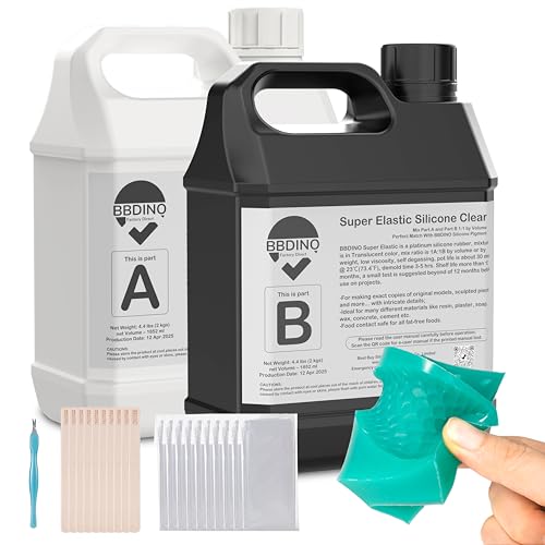 BBDINO Silicone Mold Making Kit Super Elastic Clear Liquid Silicone 1 Gal | 1:1 Mixing Self Degassing 3h Fast Cure Platinum Silicone for Mold Making Ideal for Molds Casting of Resin/Candle/Soap/Plaster - color: 141 Oz Clear