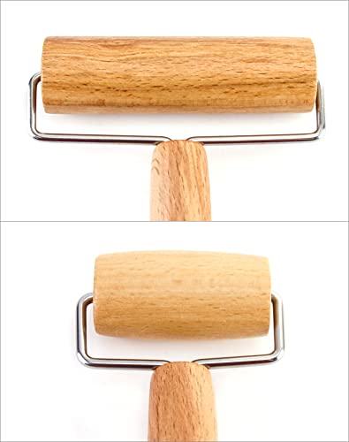 QWORK 2Pcs Hardwood Roller 2 in 1, 6-7/8" Dual Roller Tool for Pottery Clay Working