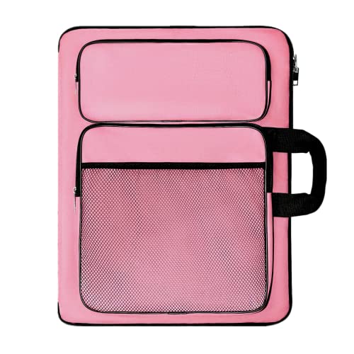 TreochtFUN Art Portfolio Kids Drawing Supply Bag 15 x 18 in for Children Lesson - Artwork Case Storage Sketchbook,Drawing Pencil,Artist Set - color: Pink