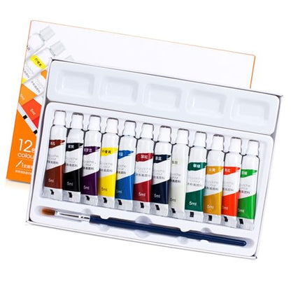 12 Color Gouache Painting Color (5ml/Tube) Artist Gouache Paint Set With Paint Brush For Beginner Adult Kid Student
