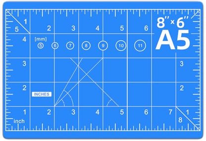DIYSELF Cutting Mat 8in×6in, Self Healing Cutting Mat, A5 Rotary Cutting Mats for Crafts Sewing Hobby Fabric Project, 5-Ply Craft Cutting Board Double Sided, Craft Mat, Matting & Mounting Materials - color: Blue, size: 8"L x 6"W
