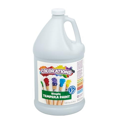 Colorations Paraben-Free Tempera Paint for Kids - 1 Gallon, Vibrant, Bright White. Non-Toxic and Made in the USA, Classroom Must Haves, Bulk Arts and Crafts Supplies - color: White