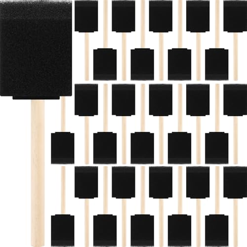 Maxdot 100 Pack 2 Inch Foam Paint Brushes Bulk Foam Sponge Brushes with Wood Handle for Painting, Acrylics, Stains, Varnishes, Crafts