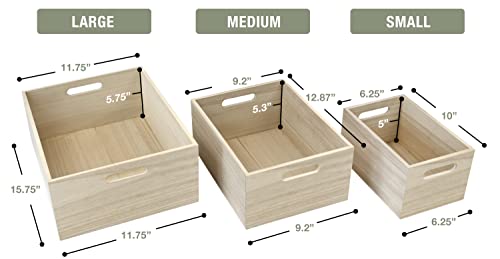 Sorbus Unfinished Wood Crates - Organizer Bins, Wooden Box for Pantry Organizer Storage, Closet, Arts & Crafts, Cabinet Organizers, Containers for Organizing (3 Pack) - style: 3 Pack