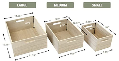 Sorbus Unfinished Wood Crates - Organizer Bins, Wooden Box for Pantry Organizer Storage, Closet, Arts & Crafts, Cabinet Organizers, Containers for Organizing (3 Pack) - style: 3 Pack