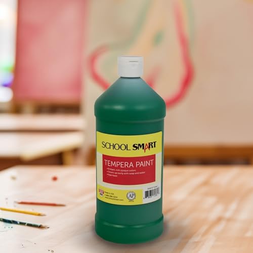 School Smart Tempera Paint, Green, 1 Quart Bottle - color: Green