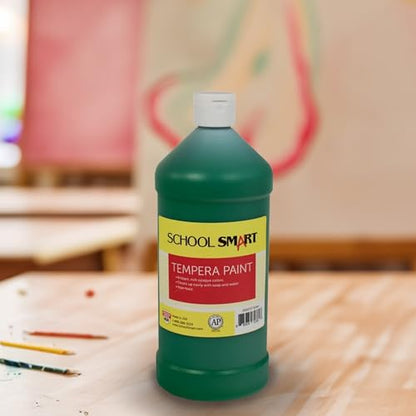 School Smart Tempera Paint, Green, 1 Quart Bottle - color: Green