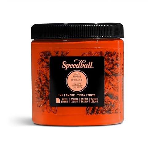 Speedball 3807 Water Soluble Block Printing Ink – Bold Color With Satin Finish AP Non-toxic 8 Fl. Oz., Orange - color: Orange, size: 8 fl oz